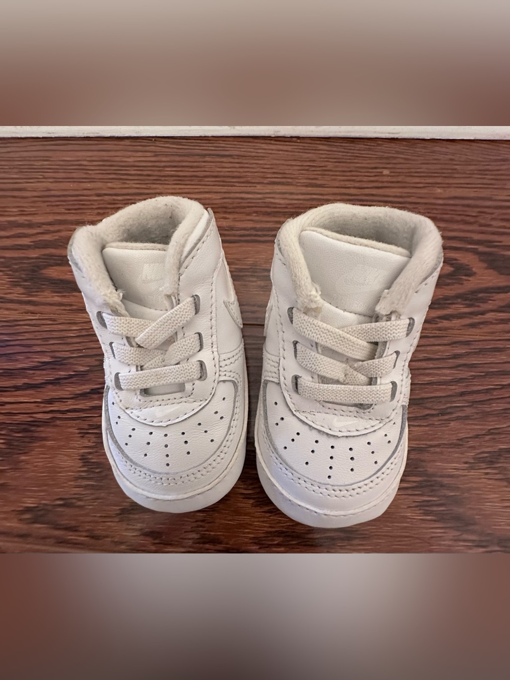 Nike Baby White Leather High-Top Sneakers